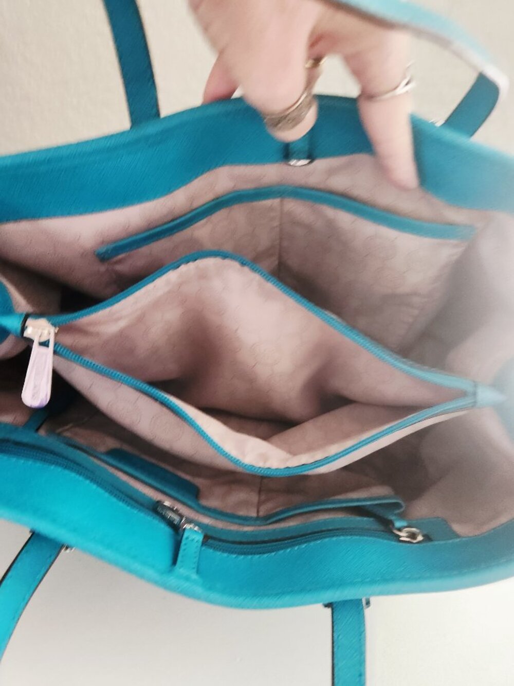 New Michael Kors Blue/Green Tote Bag Purse - Picture 11 of 13